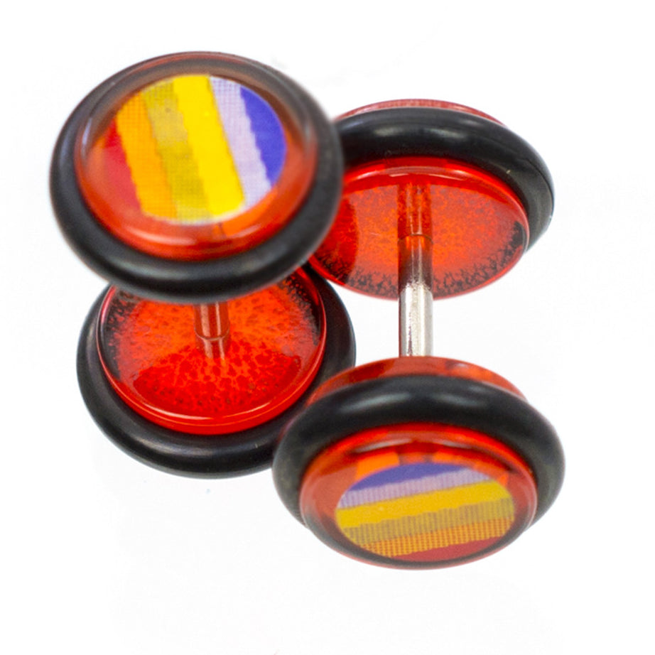 Acrylic 16 Gauge Striped Fake Gauge Plugs - Pair - photo 5
