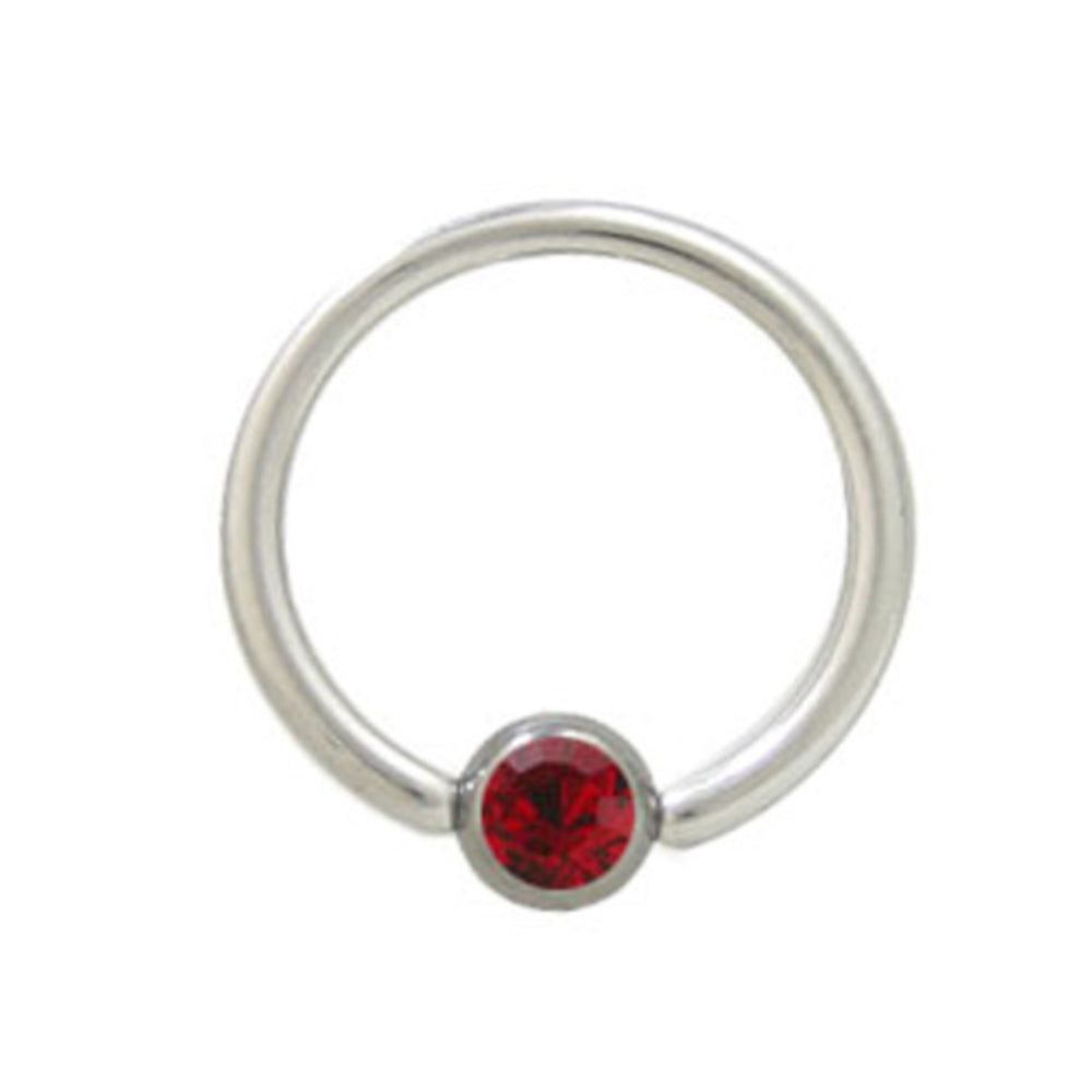 Surgical Steel 14 & 16 Gauge Captive Bead Ring with Red CZ