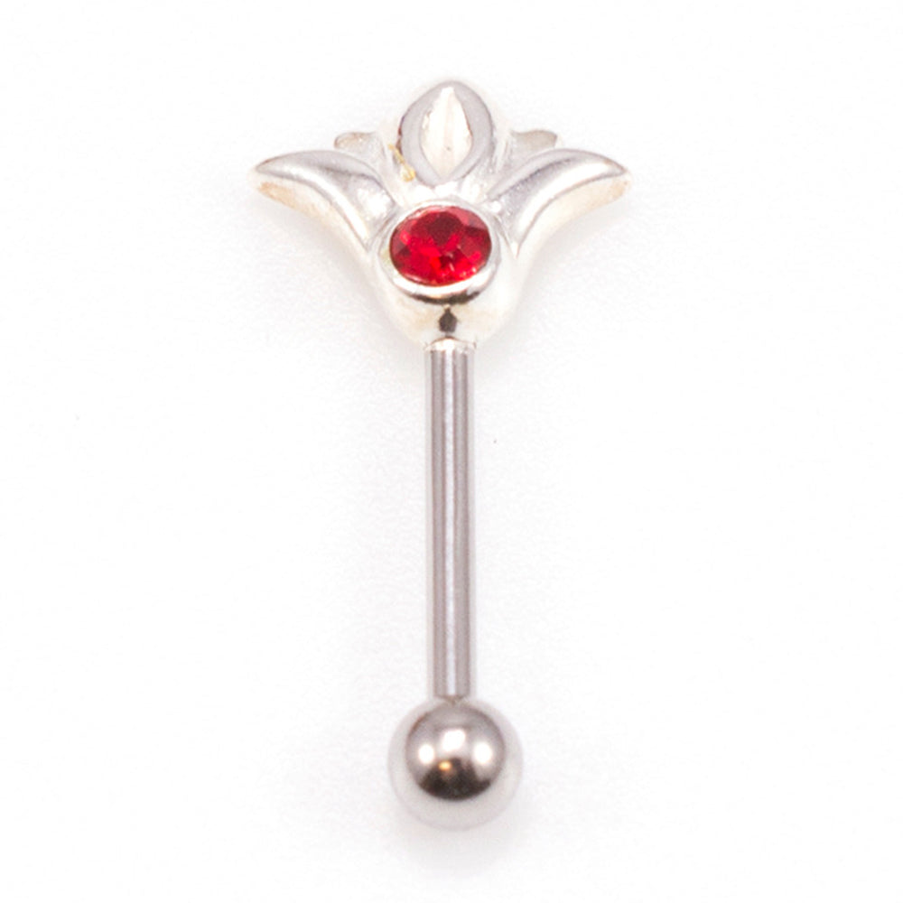 Surgical Steel 16 Gauge Eyebrow Barbell with CZ Flower Top - photo 11