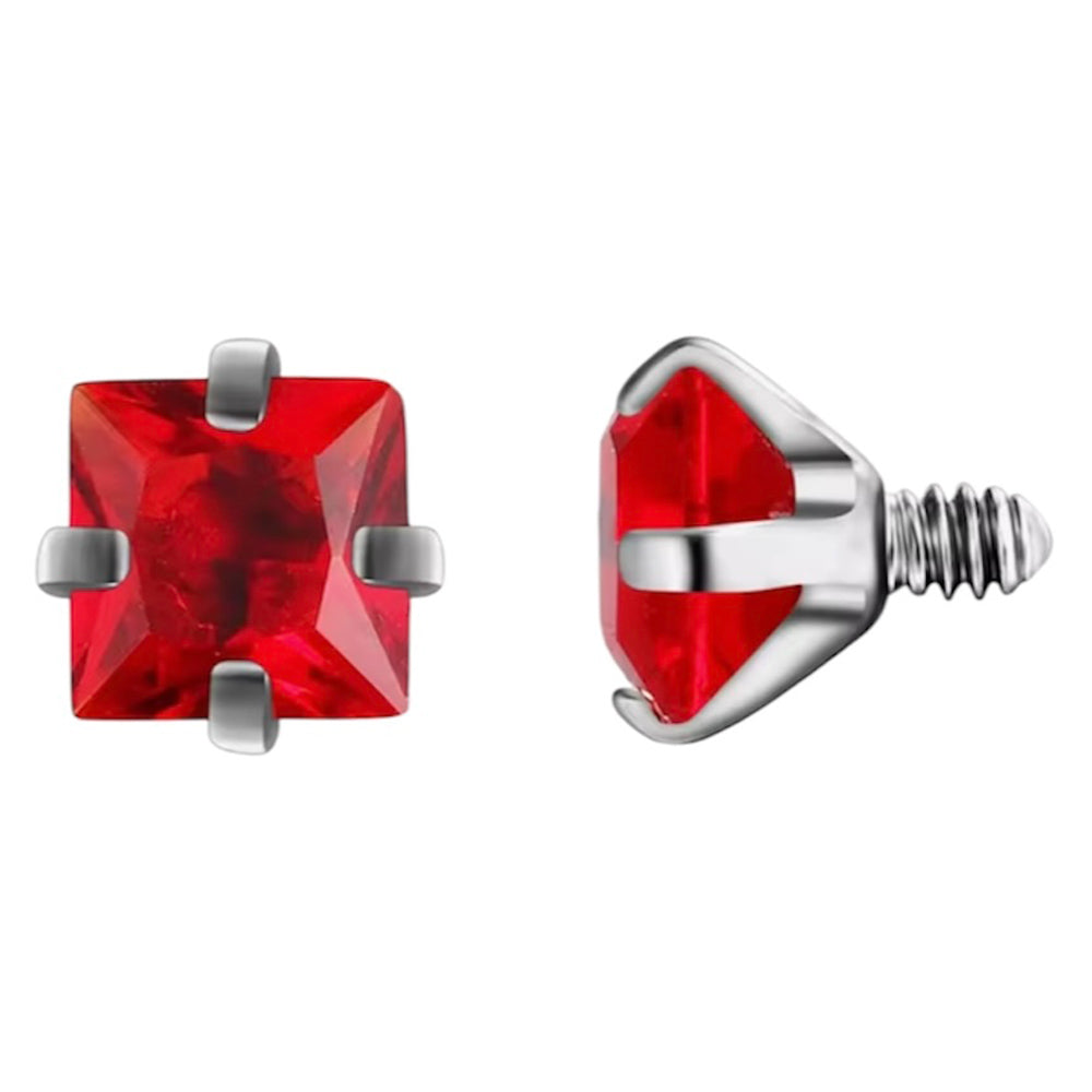 Surgical Steel 14 Gauge CZ Dermal Anchor Top with Prong Square Gems - photo 10