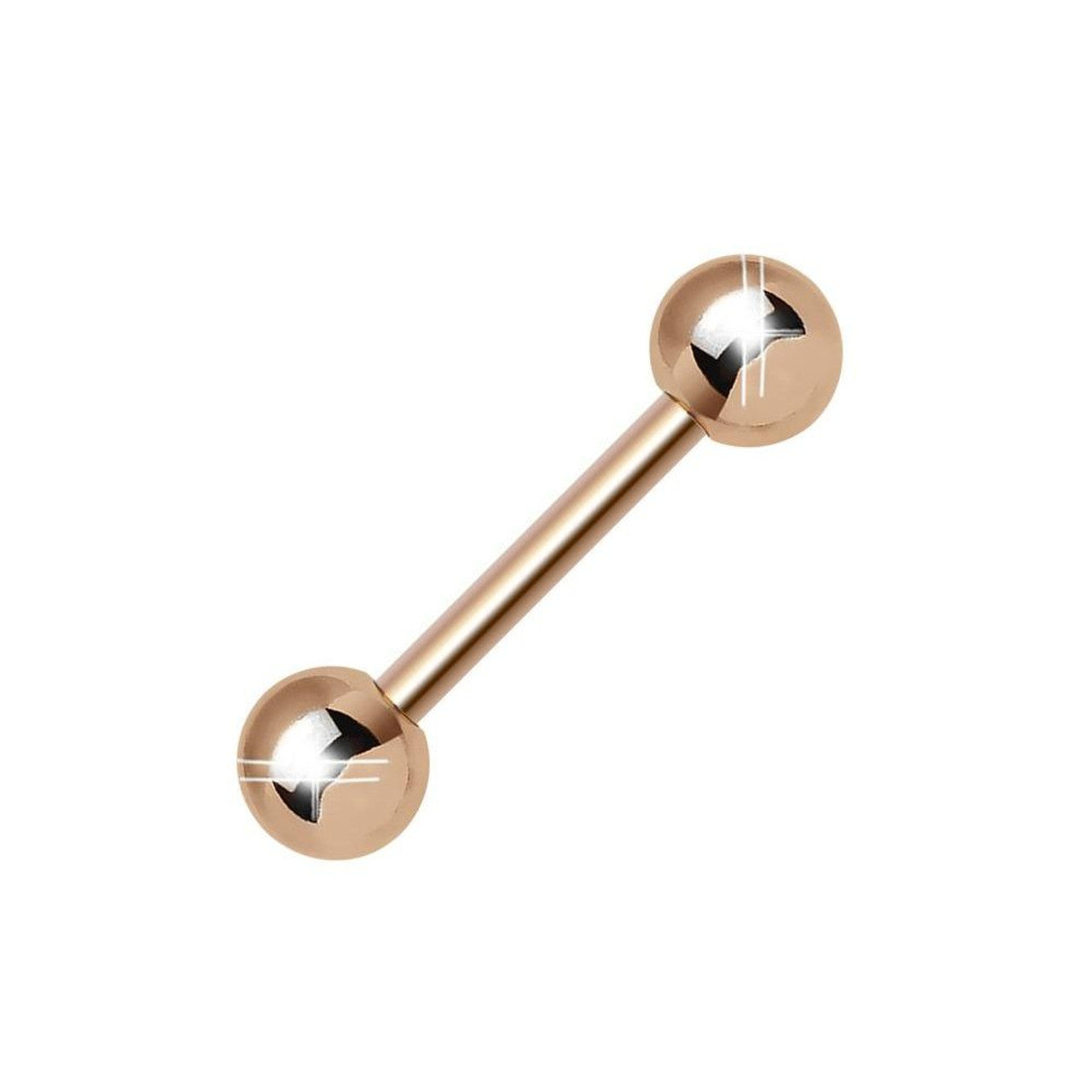 Surgical Steel Rose Gold Straight Barbell 16 & 14 Gauge Tongue Nipple
