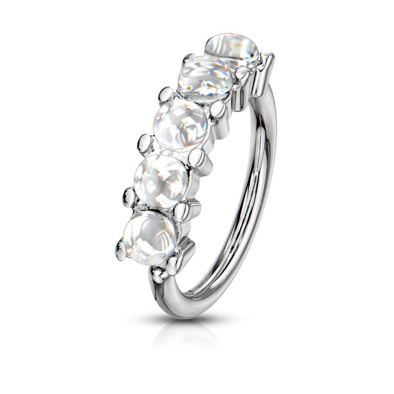 Surgical Steel Bendable Hoop Ring 20 18 & 16 Gauge Illuminating Stone