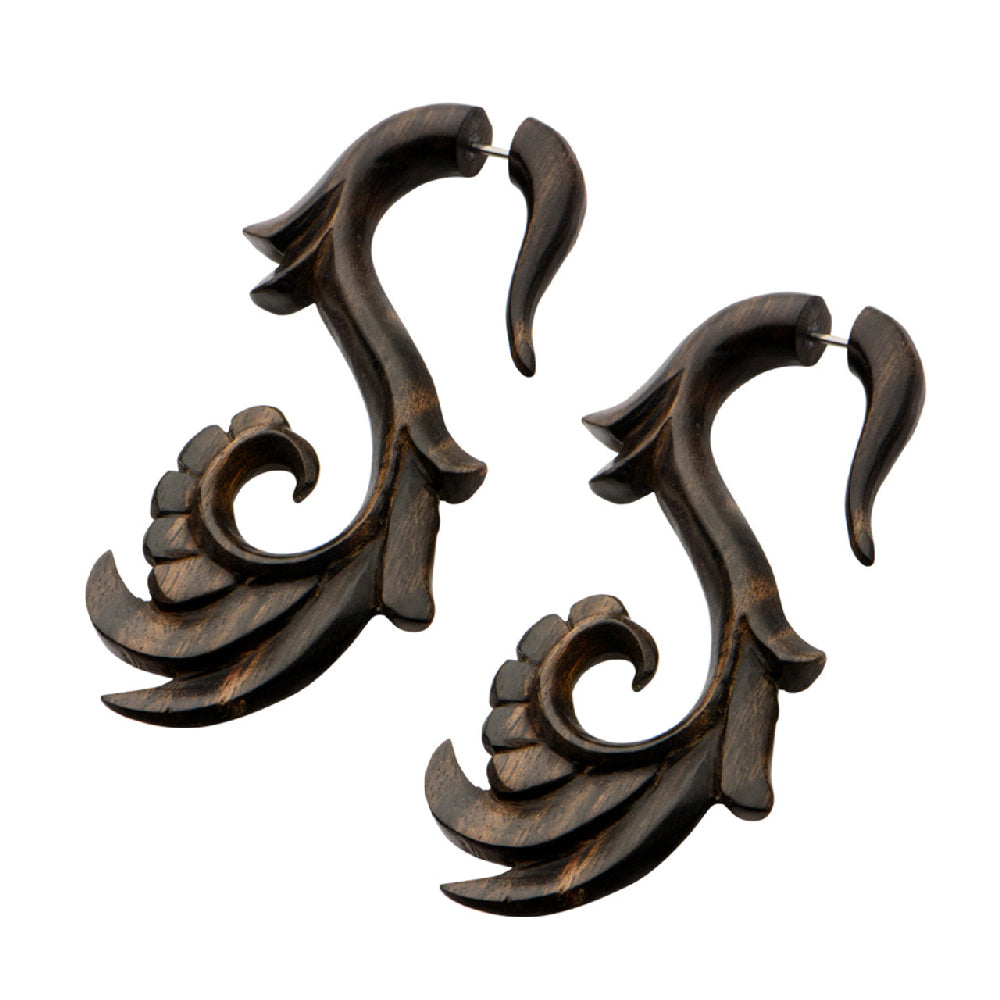 Arang Wood 18 Gauge Angel Wing Filigree Fake Earring Hangers - Pair - photo 2