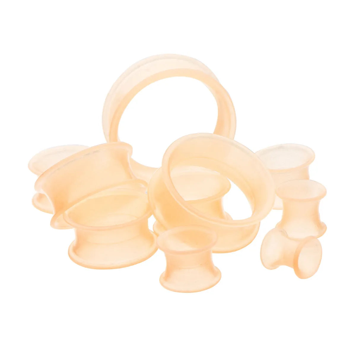 Double Flare Flesh Peach Silicone Plug Ear Tunnel 2 to 1/2 Gauge - Set