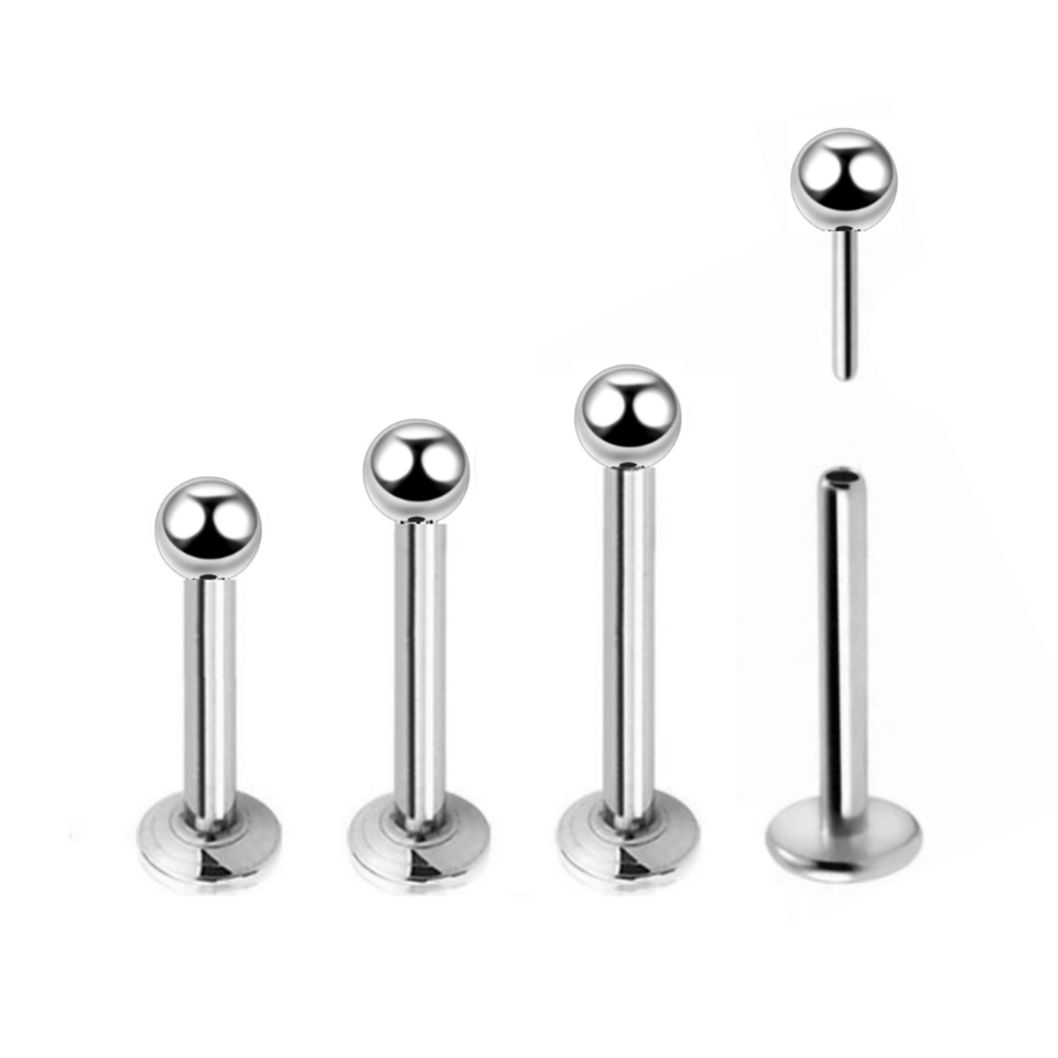 Surgical Steel Labret Stud 20 18 & 16 Gauge Threadless Flat Back Ring