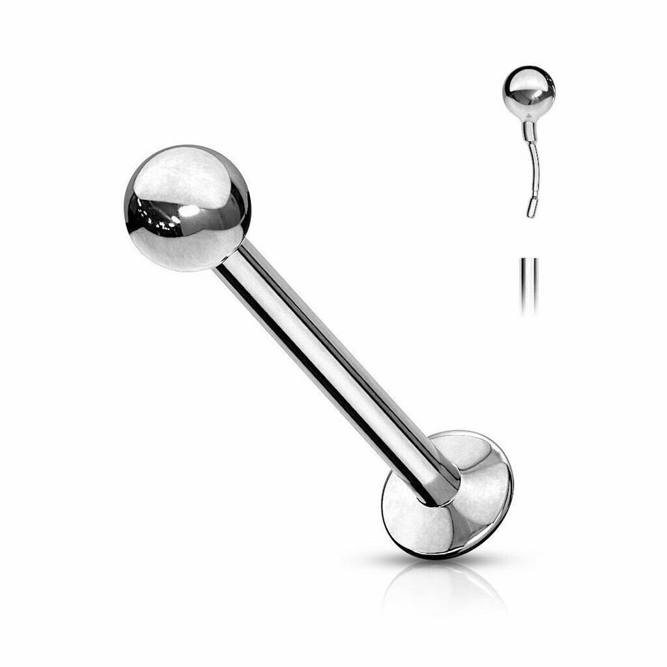 Surgical Steel Labret Stud 20 18 & 16 Gauge Threadless Flat Back Ring