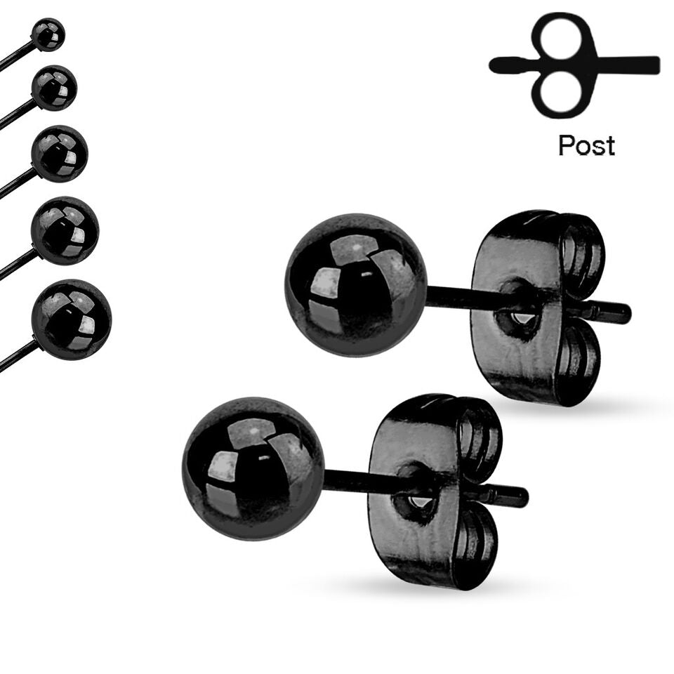 Stainless Steel Earring Stud 20 Gauge with Hollow Ball Ends - 10 Pack