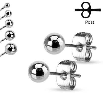 Stainless Steel Earring Stud 20 Gauge with Hollow Ball Ends - 10 Pack