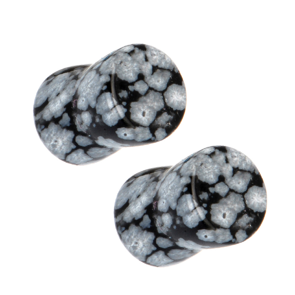 Snowflake Obsidian Saddle Fit Plugs 8 Gauge to 1 Inch - Pair - photo 2