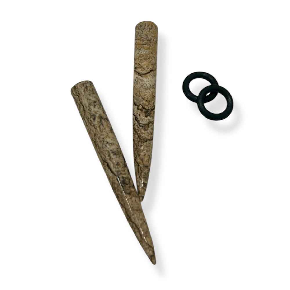 Walnut Jasper Stone Tapers 0 to 2 Gauge - Pair - photo 5