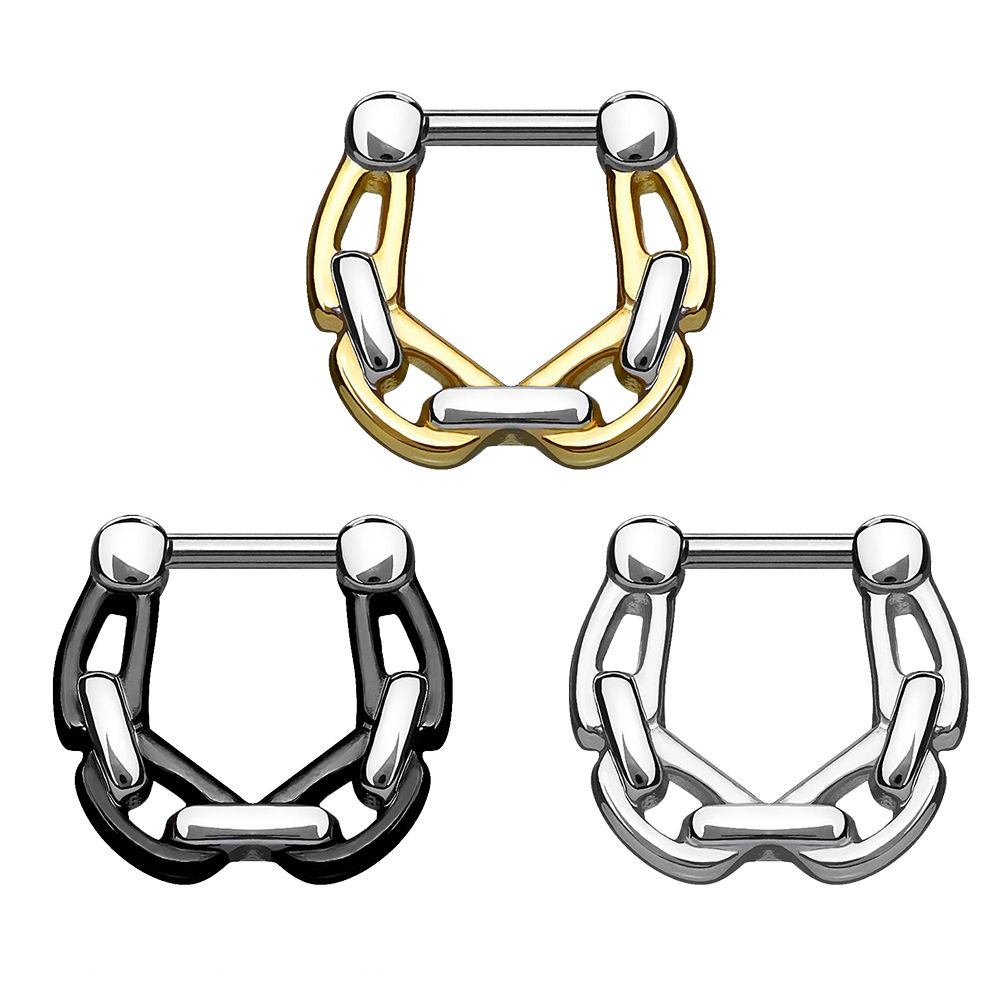 Surgical Steel 16 Gauge Linked Chain Septum Cartilage Clicker - photo 4