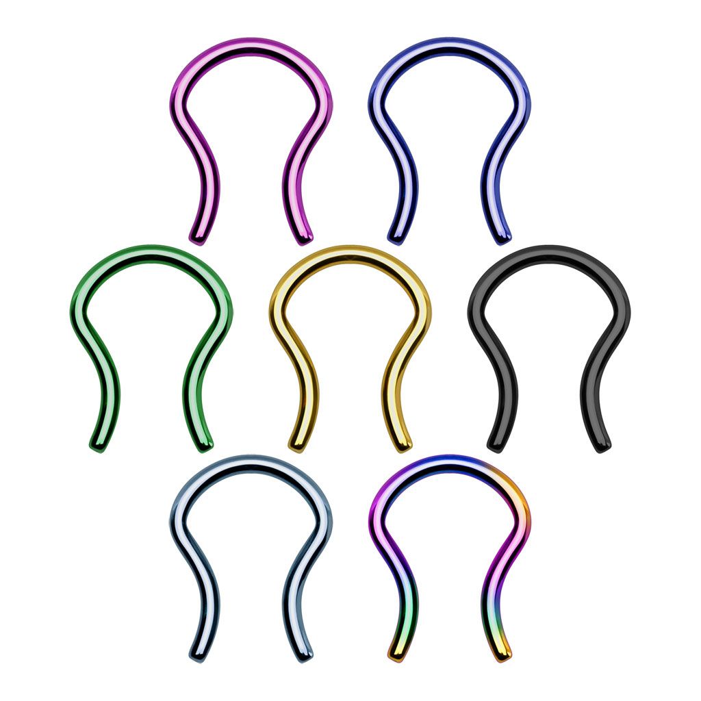 Surgical Steel Anodized Titanium Septum Ring Retainer 16 Gauge U Shape