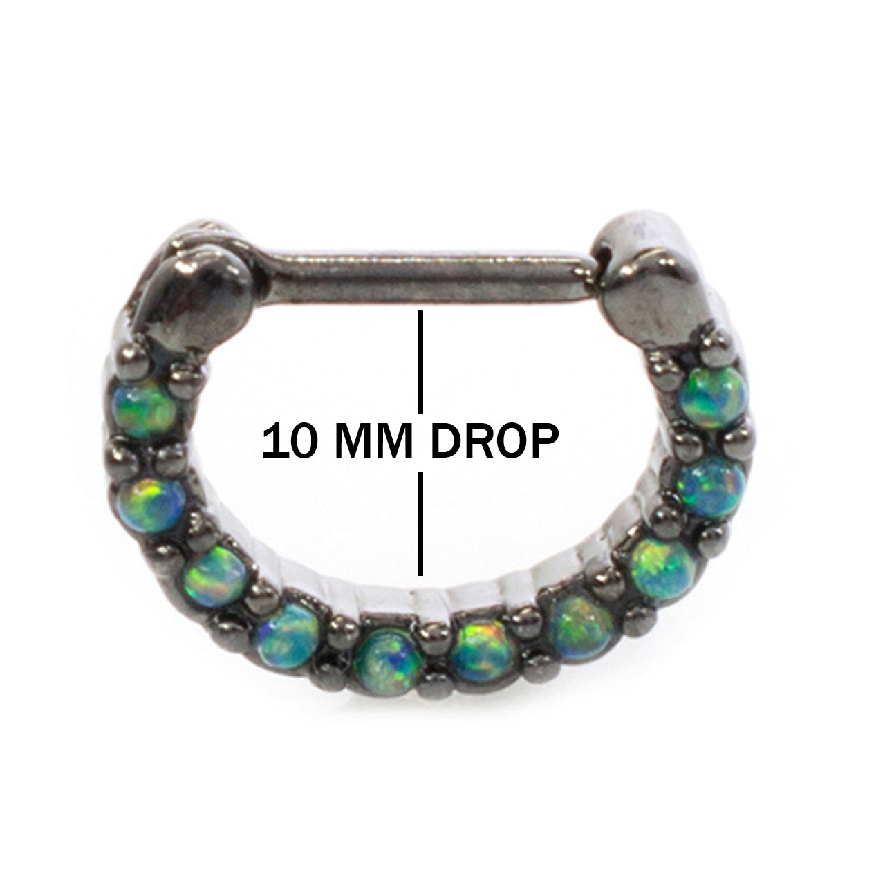 Surgical Steel Black Hinged Segment Hoop Septum Ring 16 Gauge Opalite