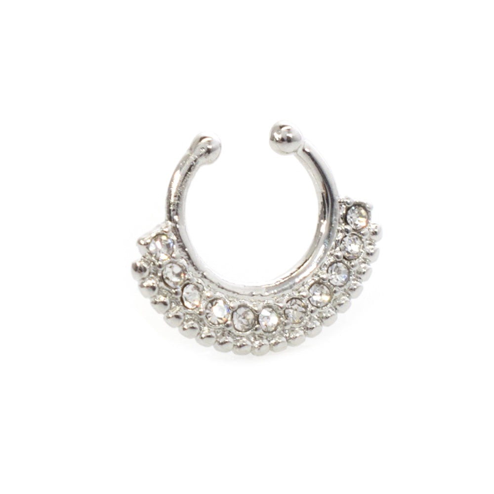 Surgical Steel Non Piercing Septum Hanger with Multiple CZ Gems - photo 15