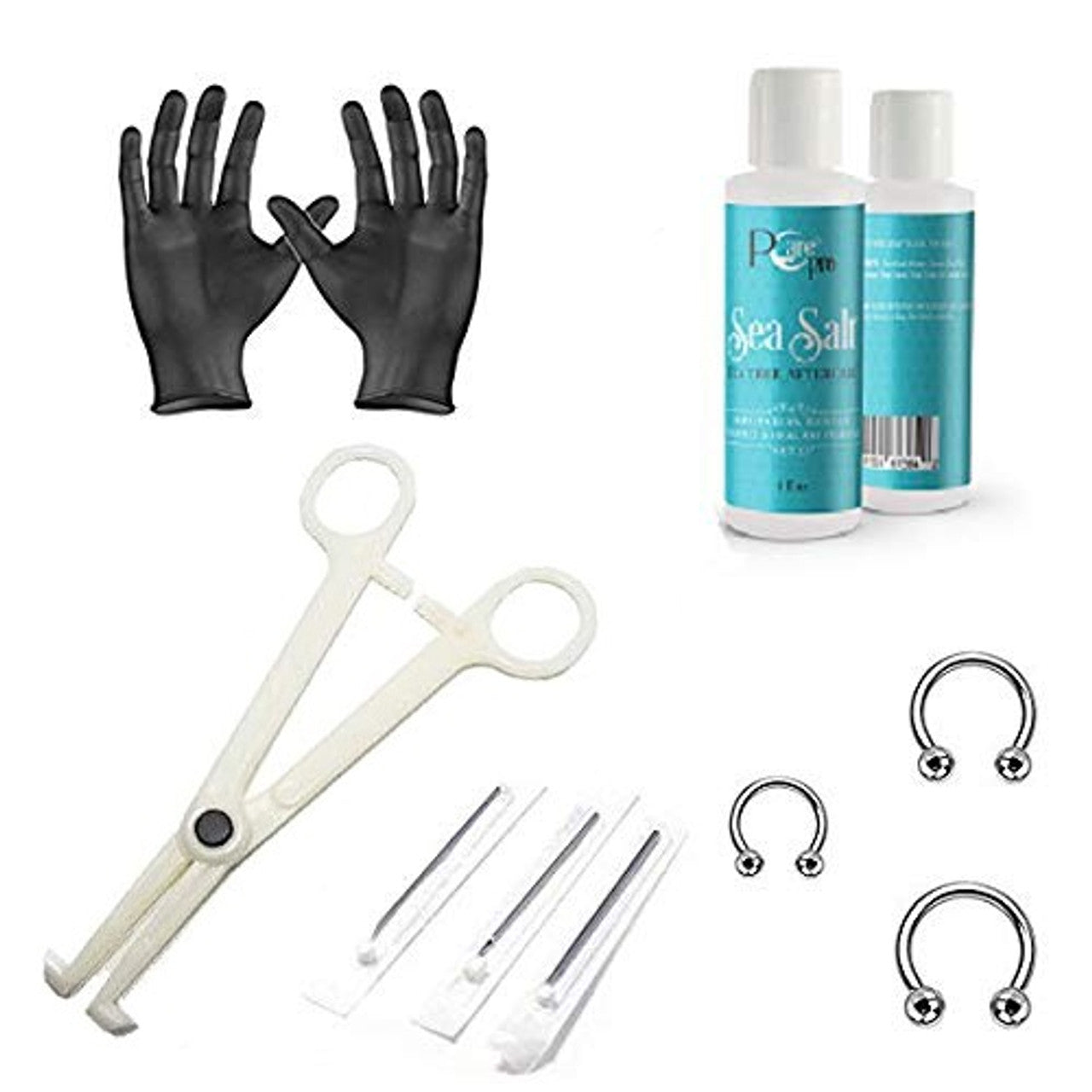Surgical Steel Septum Piercing Kit 18 16 & 14 Gauge Horseshoe - 9 Pack