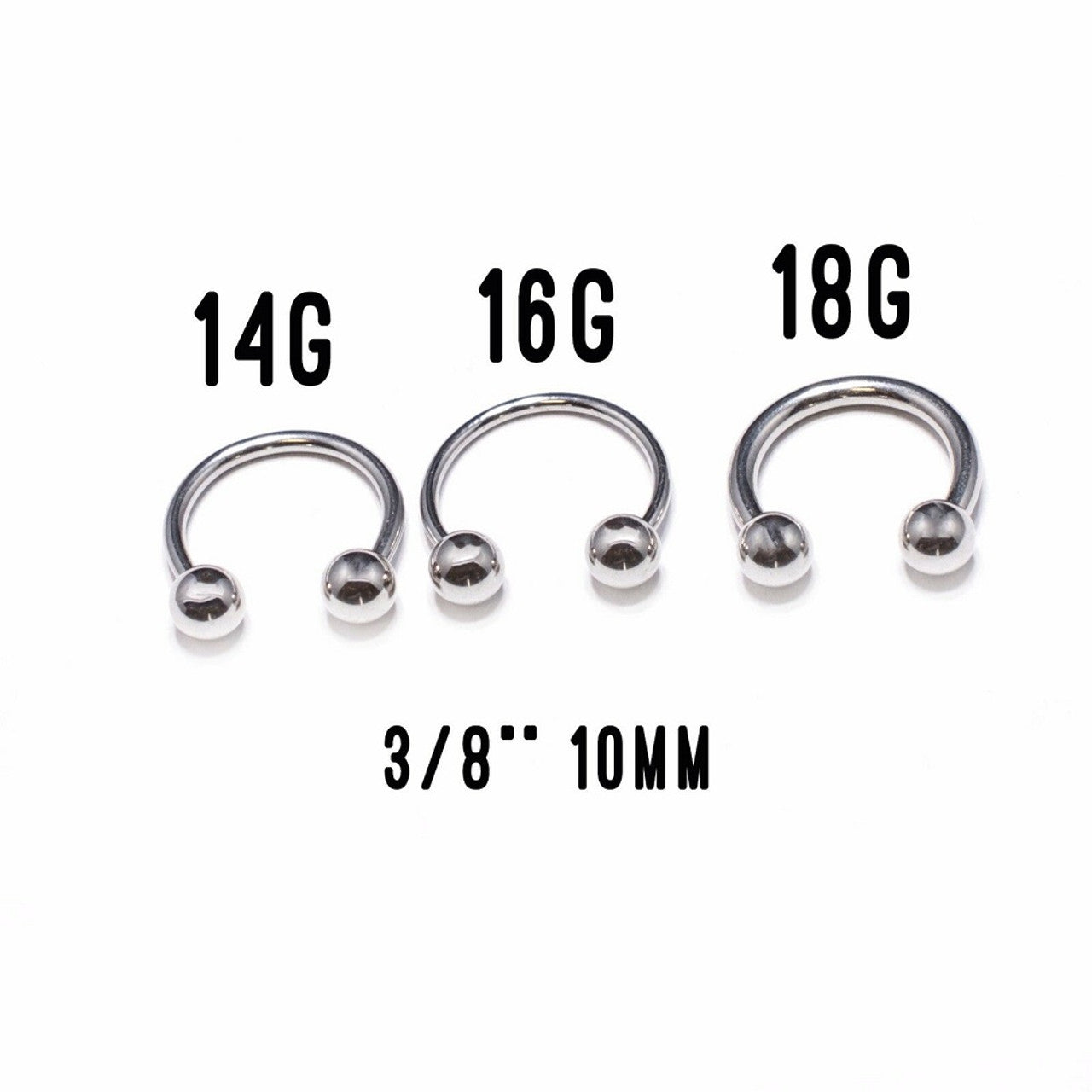 Surgical Steel Septum Piercing Kit 18 16 & 14 Gauge Horseshoe - 9 Pack