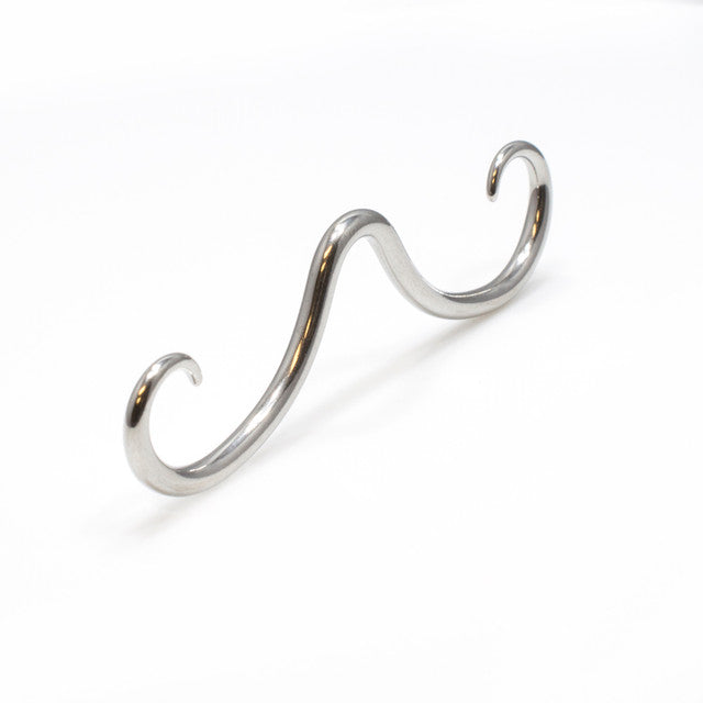 Surgical Steel Curly Mustache Septum Ring 16 or 14 Gauge 2-3/4" Long