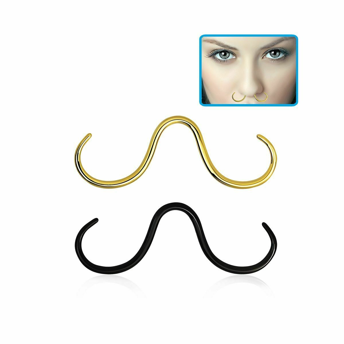 Surgical Steel 16 Gauge Mustache Design Septum Ring - photo 5