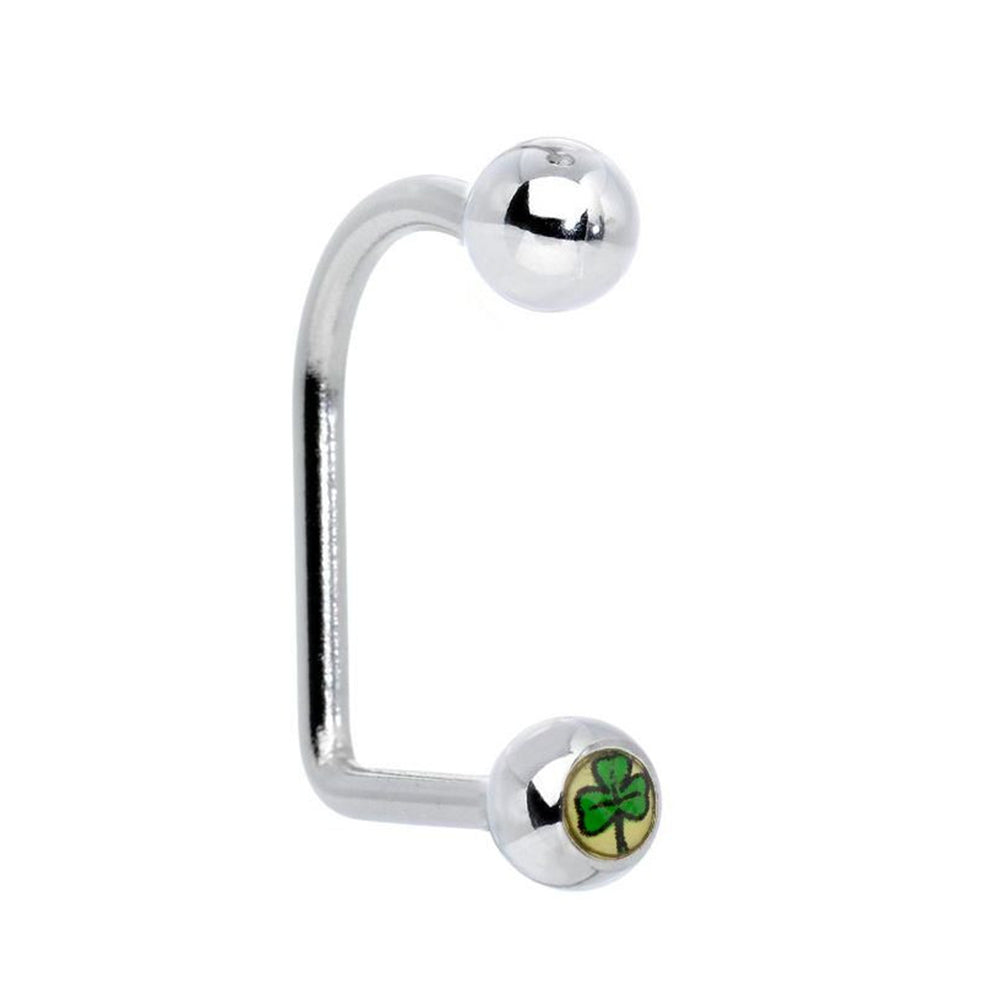 Surgical Steel 14 Gauge Lippy Loop Labret with Shamrock Leaf Logo