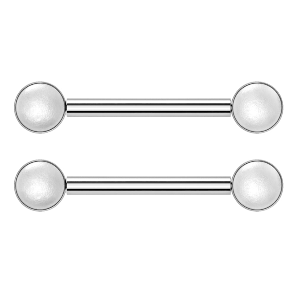 Titanium Nipple Barbell 14G 14mm with Front Facing White Pearl - Pair - photo 6