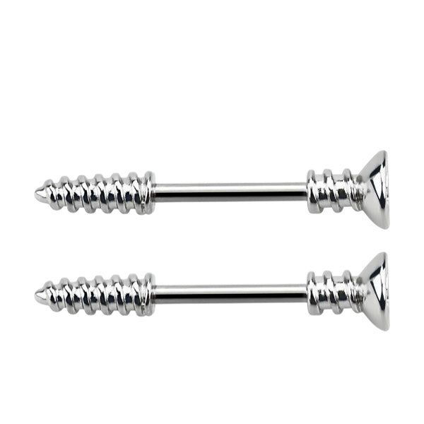Surgical Steel 14 Gauge Screw Nipple Barbell - Pair - photo 7