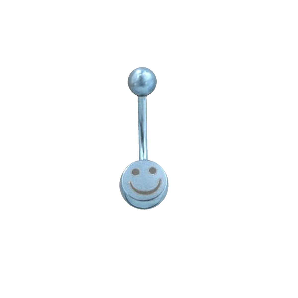 Titanium 14 Gauge Belly Button Ring with Smiley Face Logo