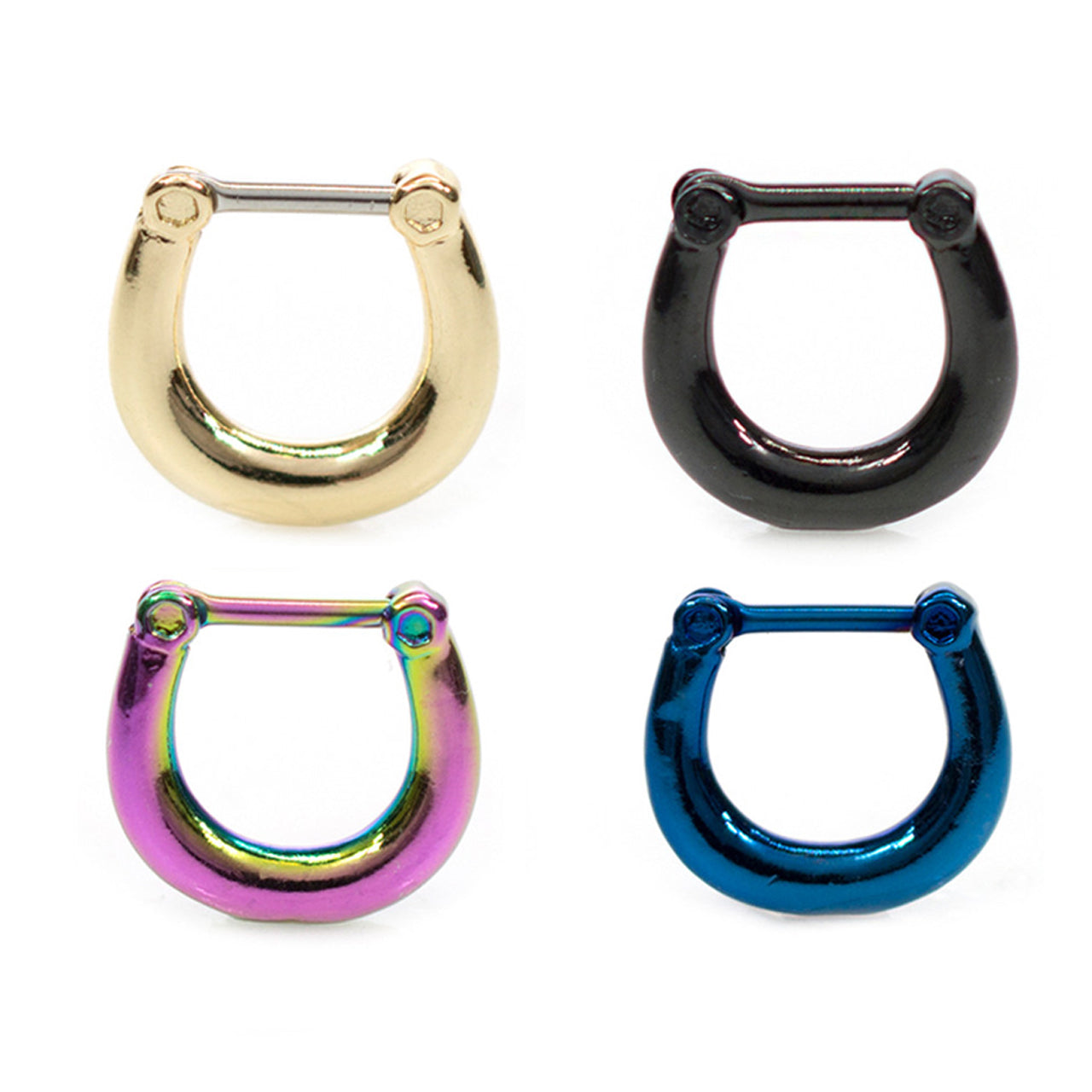 Surgical Steel Hinged Septum Clicker Ring 16 Gauge With Smooth Surface