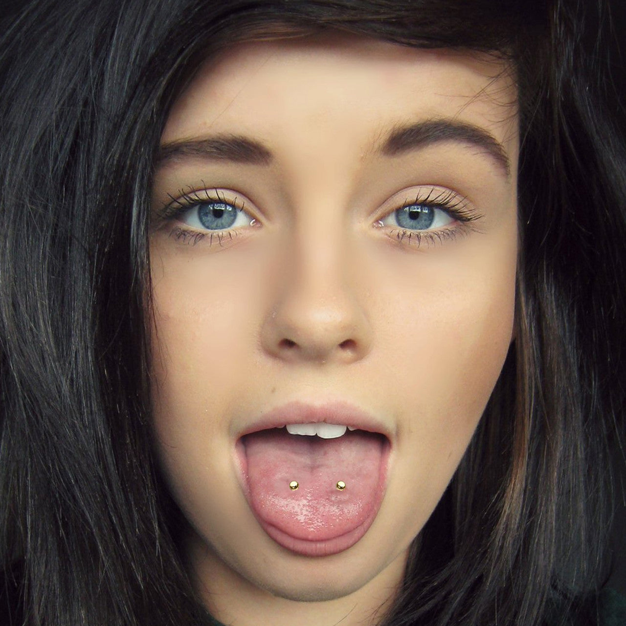 Surgical Steel Anodized Curved Barbell Tongue Ring 16 Gauge Snake Eye