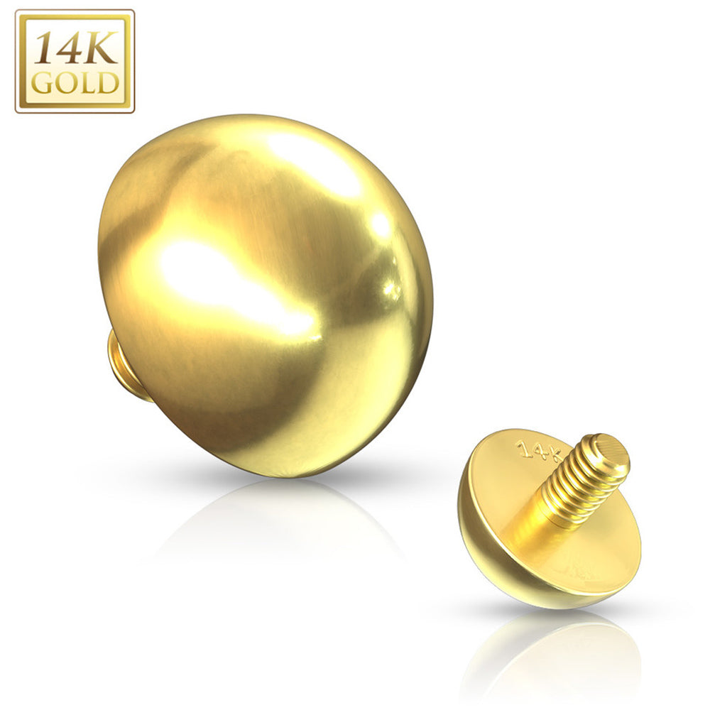 14 Karat Solid Gold 16 Gauge Dome Dermal Anchor Top