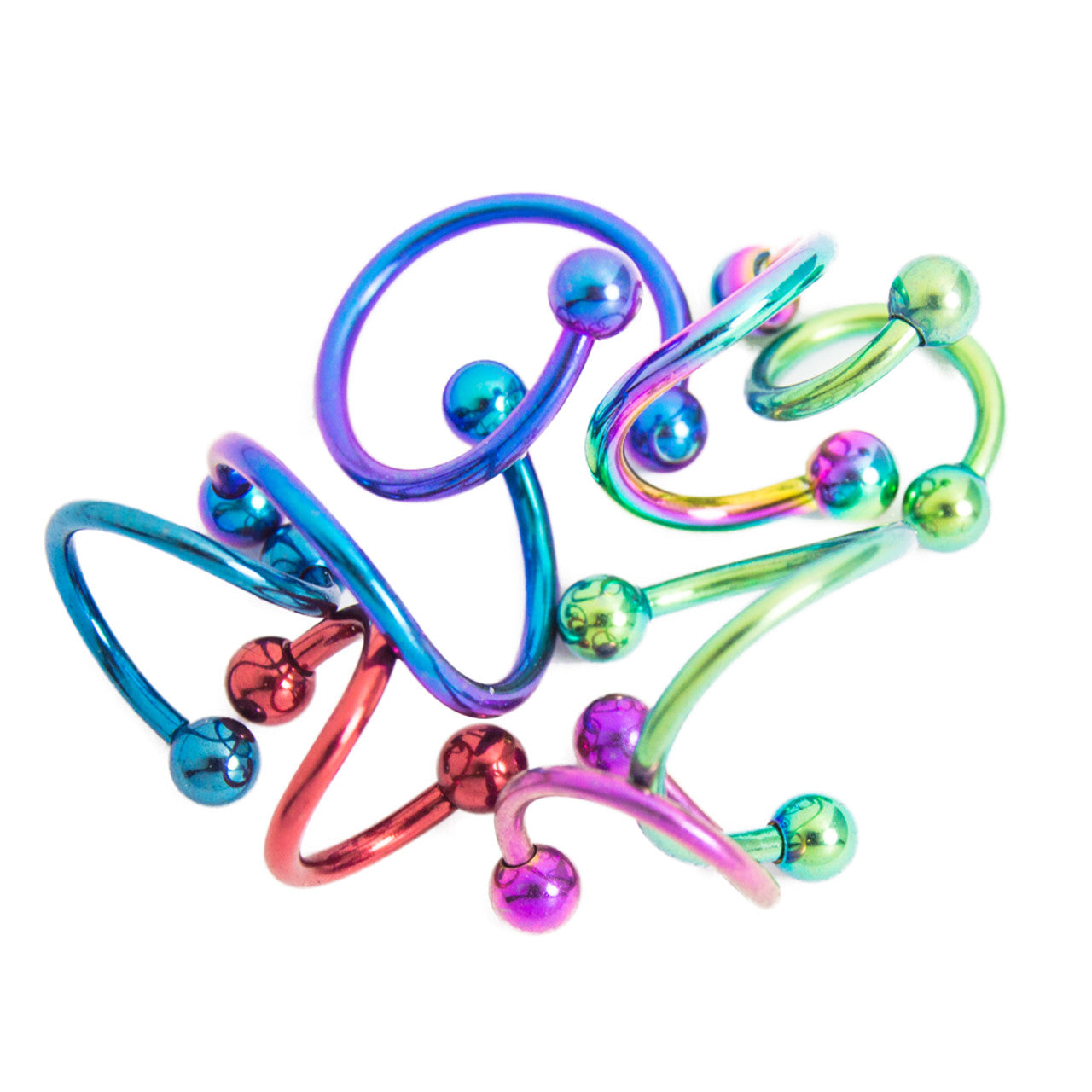 Surgical Steel Spiral Barbell 16 Gauge 1/2" With Single Twist - 8 Pack