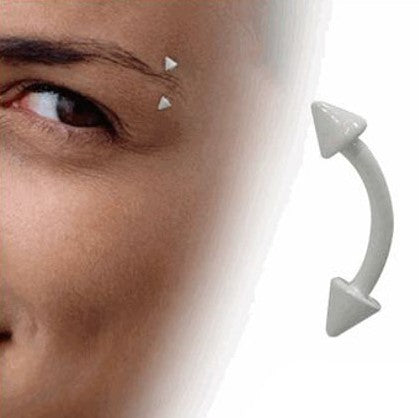 Surgical Steel 16 Gauge Curved Eyebrow Barbell with White Spike