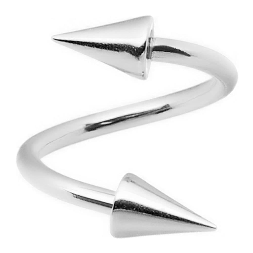 Surgical Steel 16 Gauge Curved Barbell with Twisted Spiral Spike