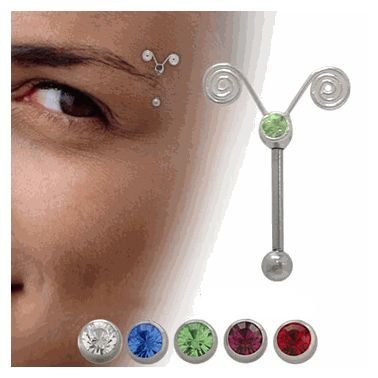 Surgical Steel 16 Gauge Eyebrow Barbell with Sterling Silver Spiral