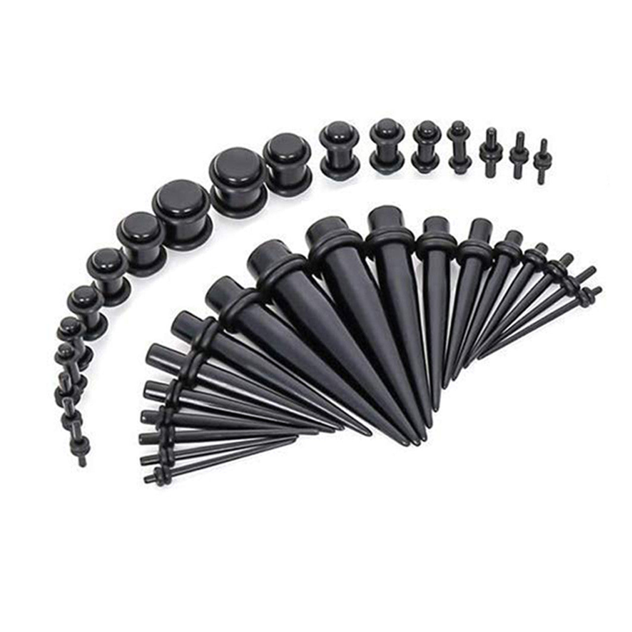 Acrylic Taper Plug Spiral Kit 14 to 00 Gauge Ear Stretchers - 54 Piece