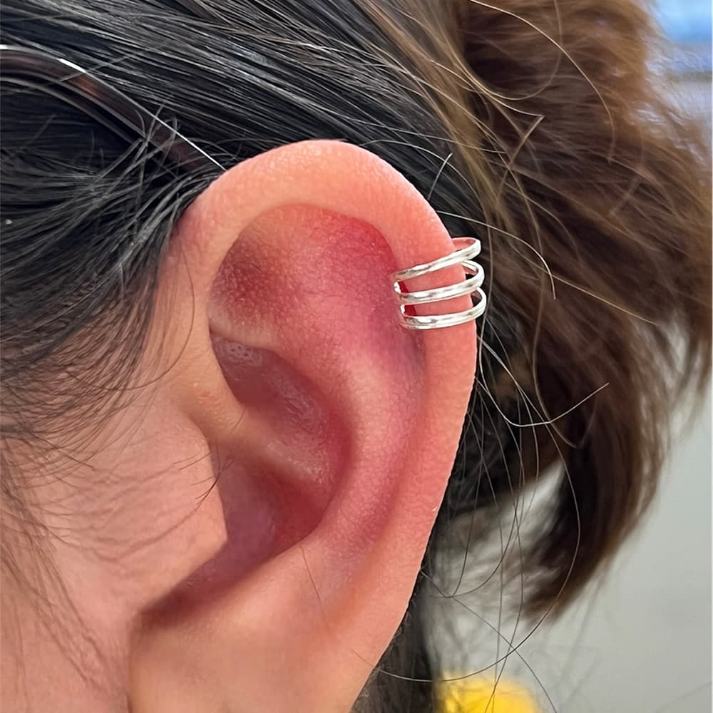 Sterling Silver Adjustable Spiral Triple-Band Ear Cuff - photo 10