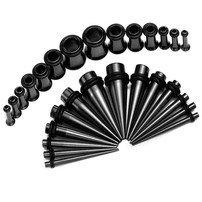 Surgical Steel Taper Plug Kit 14 to 00 Gauge Ear Stretchers - 36 Piece