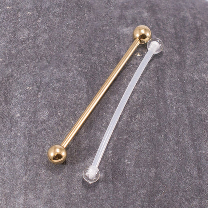 Surgical Steel Anodized Industrial Barbell 14 Gauge 38 MM & Retainer