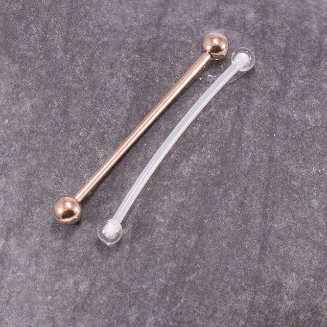 Surgical Steel Anodized Industrial Barbell 14 Gauge 38 MM & Retainer