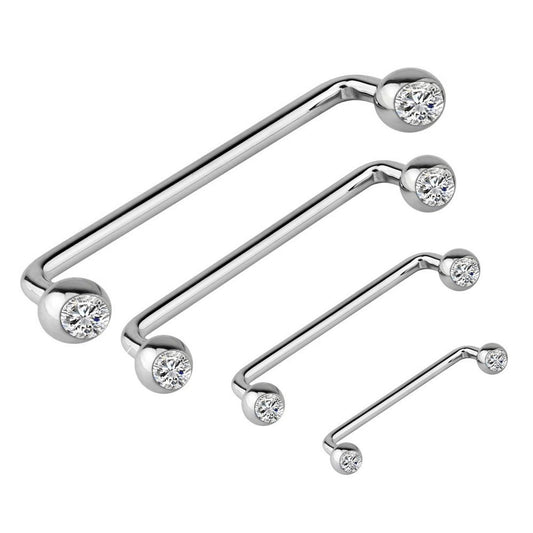 90 Degree Bent Surface Staple Barbells 14 Gauge Internally Threaded CZ