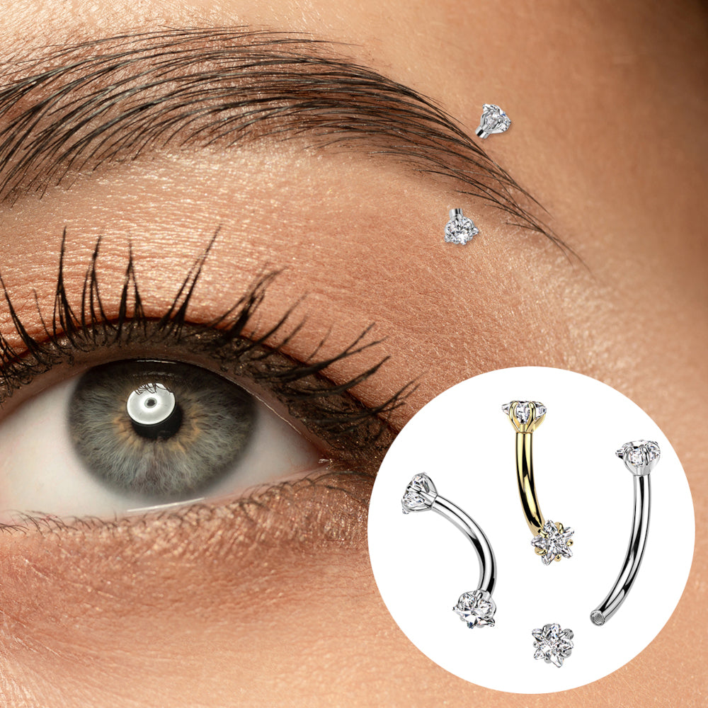 Titanium Curved Eyebrow Barbell 16G 8mm with Star CZ - photo 6