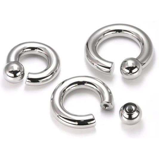 Surgical Steel Large Captive Bead Ring 2 to 00 Gauge Internally Thread