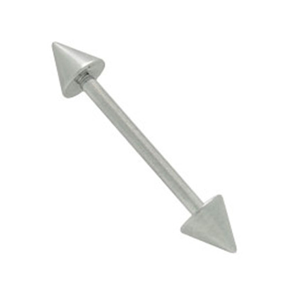 Surgical Steel Tongue Barbell 16 Gauge 12mm with Spike Bead