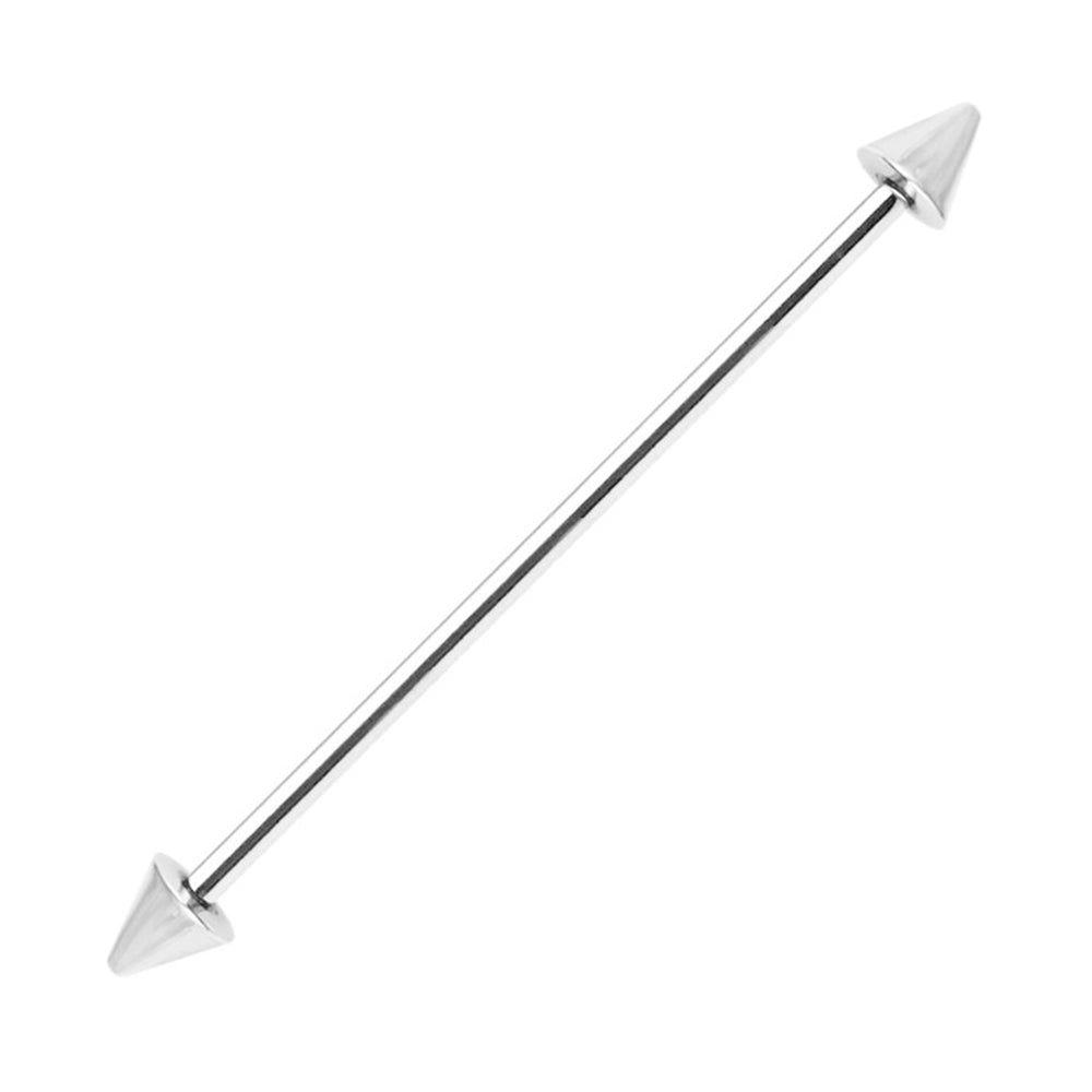 Surgical Steel Industrial Barbell 14 Gauge 38mm with Spike Ends