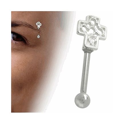 Surgical Steel 16 Gauge Straight Eyebrow Barbell with Cut Out Ring
