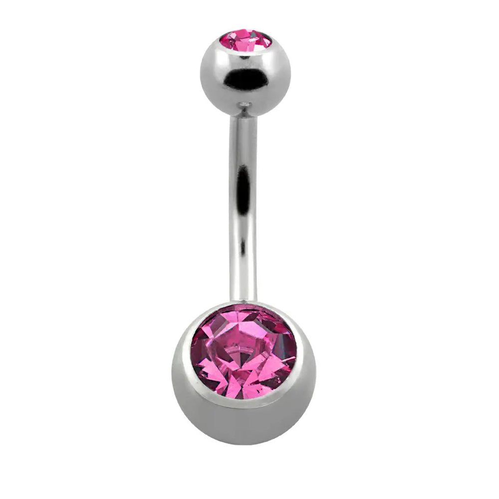 Surgical Steel 14 Gauge CZ Belly Ring with Sterilized Ball Ends - photo 2