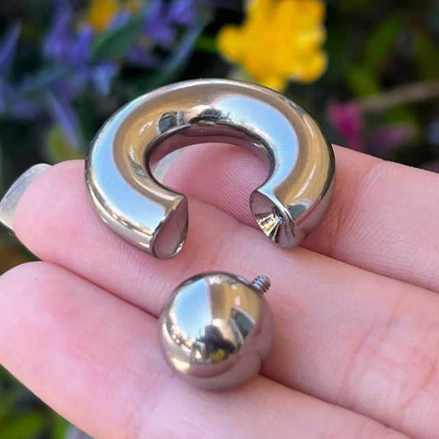 Surgical Steel Large Captive Bead Ring 2 to 00 Gauge Internally Thread