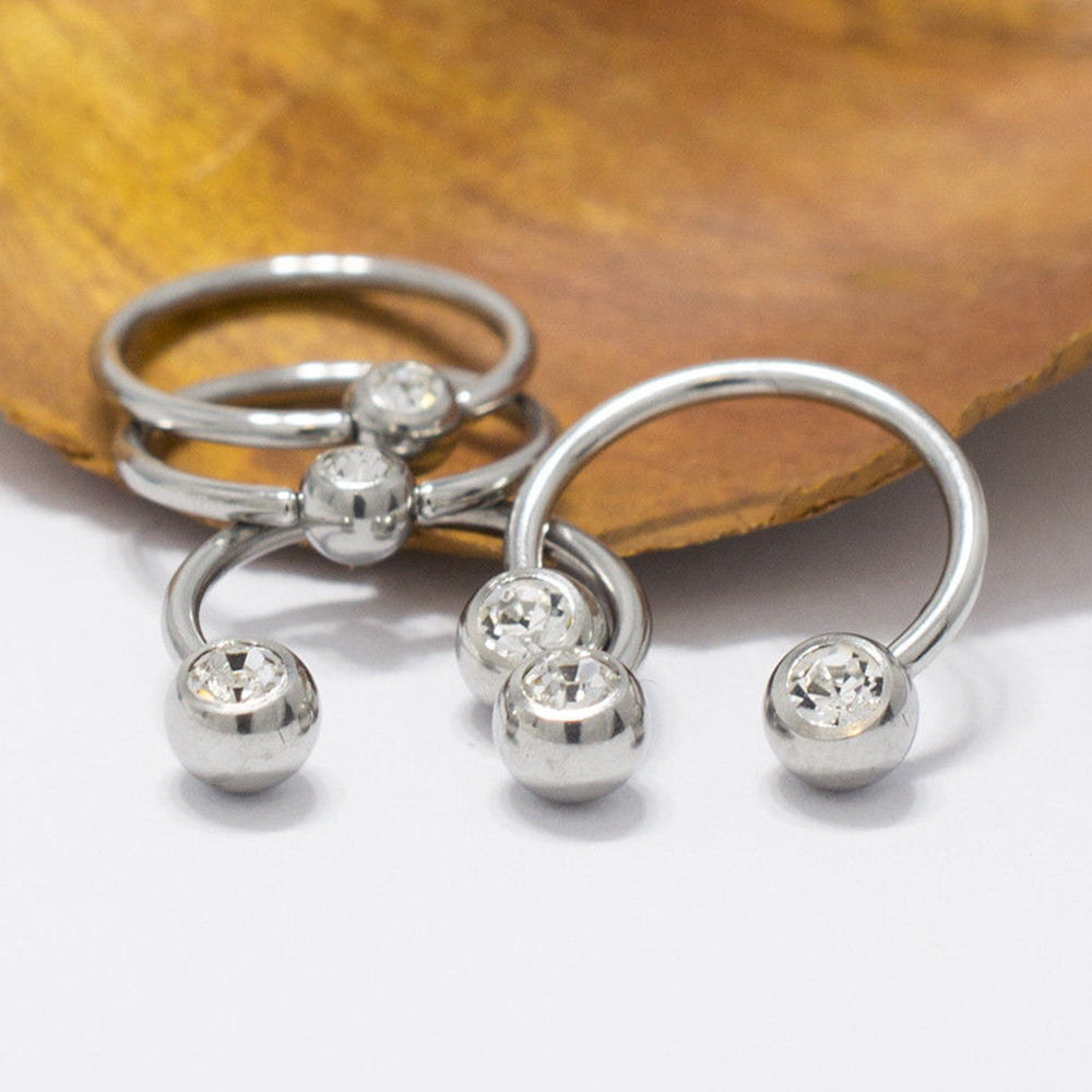 Surgical Steel 18 Gauge CZ Captive Rings & Barbells - 4 Pack - photo 3