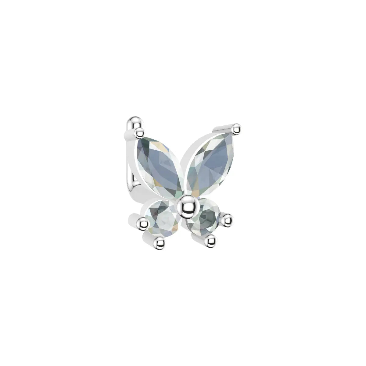 Surgical Steel L-Shaped Nose Stud 20G 6.5mm with CZ Butterfly - photo 5