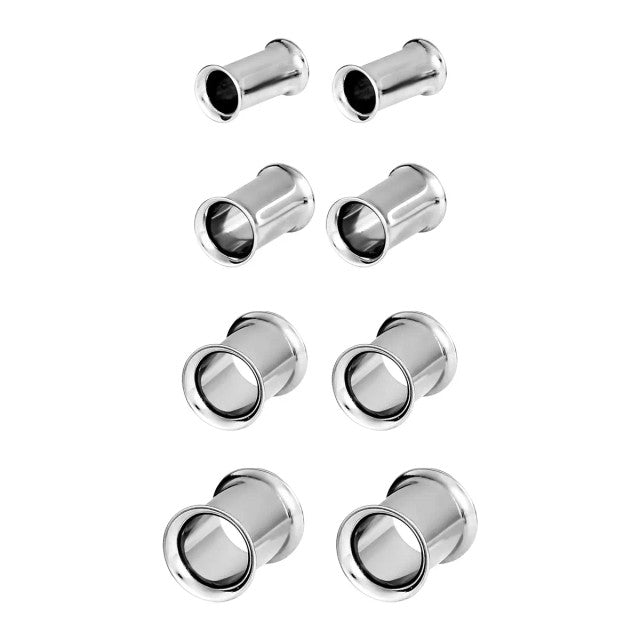 Surgical Steel Double Flared Plug Ear Tunnel 12 to 2" Gauge - Pair