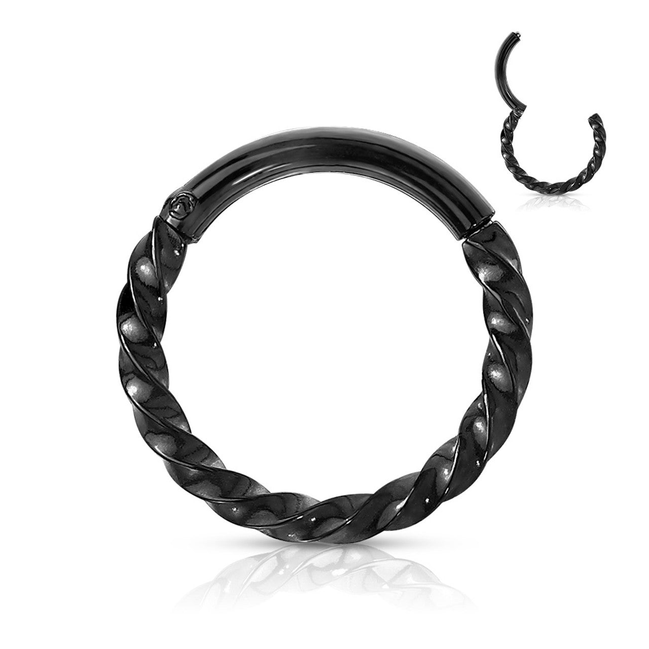 Surgical Steel Hinged Clicker Segment Hoop Ring 16 Gauge 5/16" Twisted